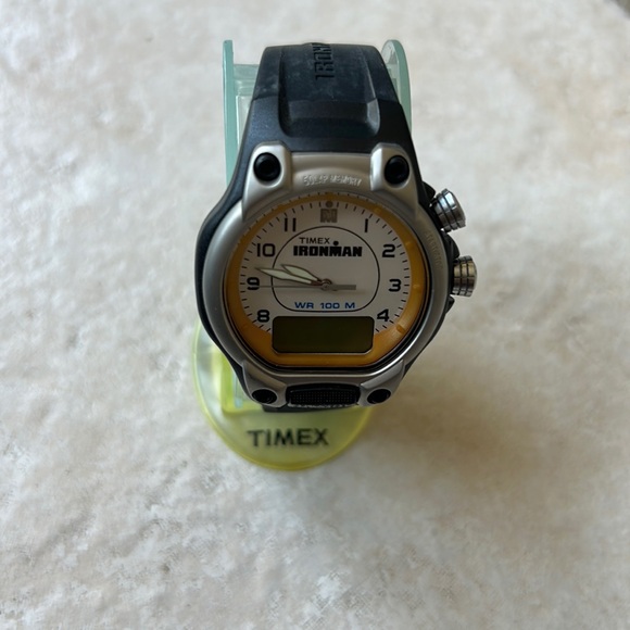 Vtg Timex Ironman Triathlon Watch Men Indiglo Orange 8Lap New Battery 1999 - Picture 1 of 3